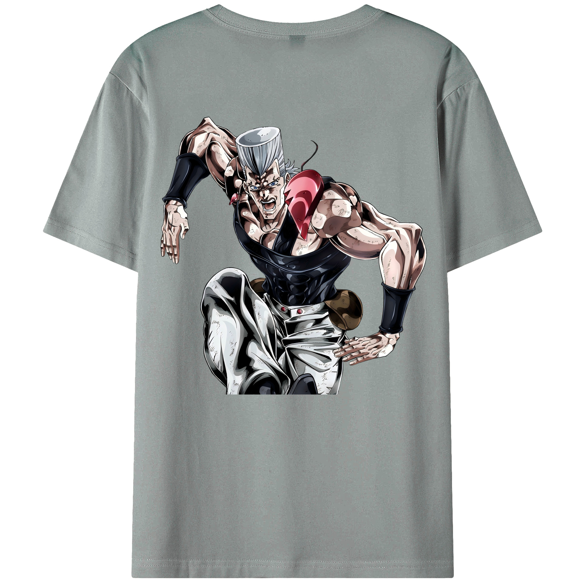 （画像用） ジョジョの奇妙な冒険 ジャン＝ピエール?ポルナレフ JoJo's Bizarre Adventure Jan Pierre Polnareff 綿100％ メンズ半袖Tシャツ（バックプリント） 通気性